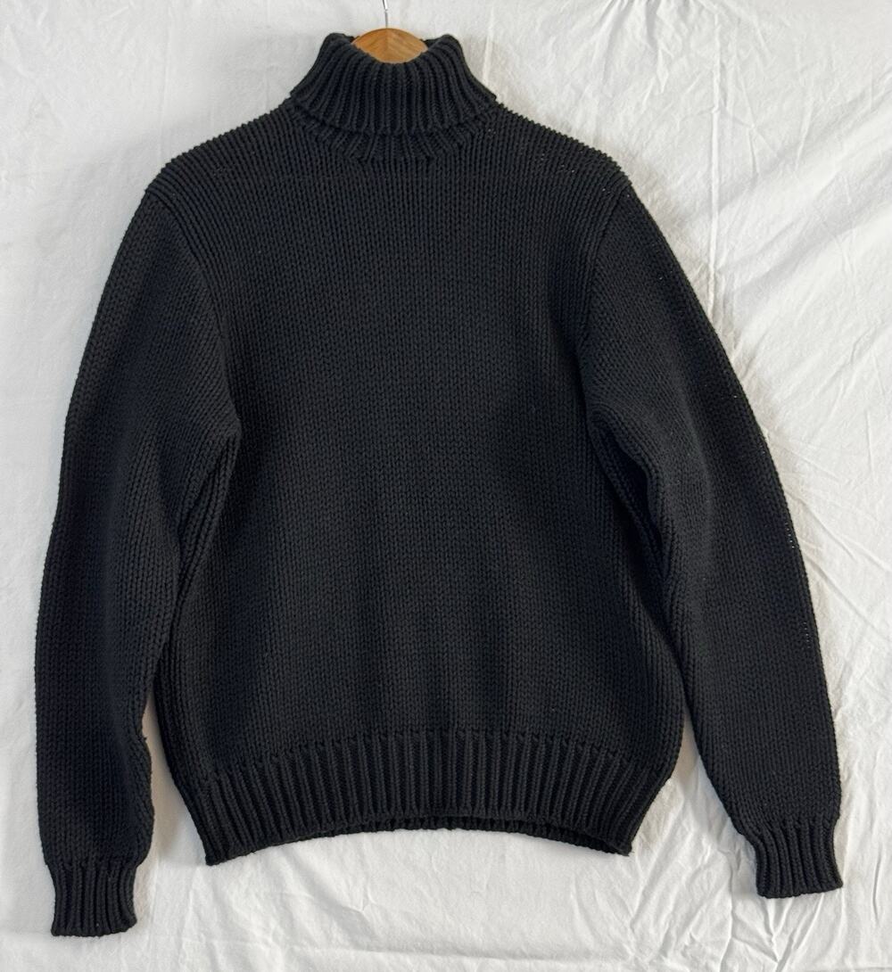 Vintage Polo Ralph Lauren Sweater Men’s Size M Black Knit Elbow Patch Turtleneck